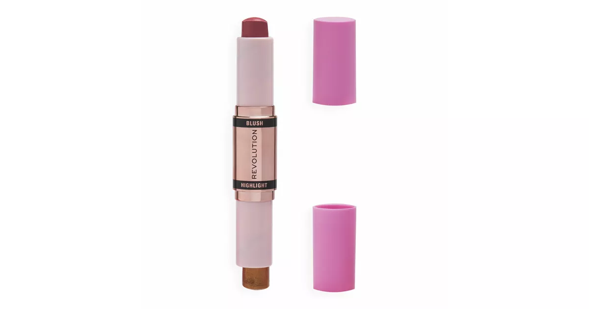 MakeUp Revolution Blush & Highlight Stick – Errötendes Rosa, Cremig-matt & Schimmernd, Vegan