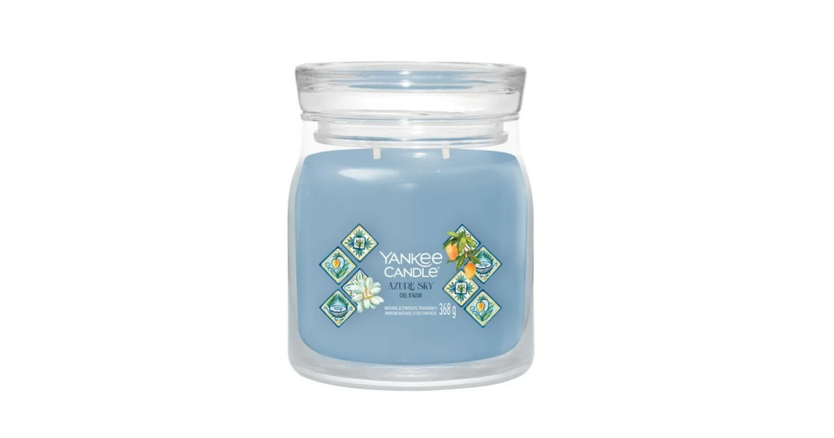 Yankee Candle Signature Świeca w Średnim Słoiku z Dwoma Knotami Azure